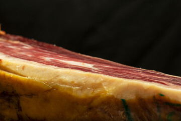 close up view Acorn fed Iberian ham