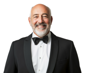 Happy Bald Man in Black Tuxedo
