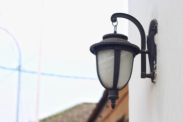 Design European style garden lamp. Light Exterior Outdoor building.