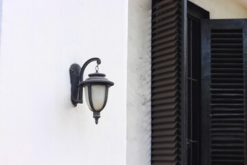 Design European style garden lamp. Light Exterior Outdoor building.