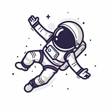 recommend clip art: A cartoon astronaut is floating in space with his arms outstretched
