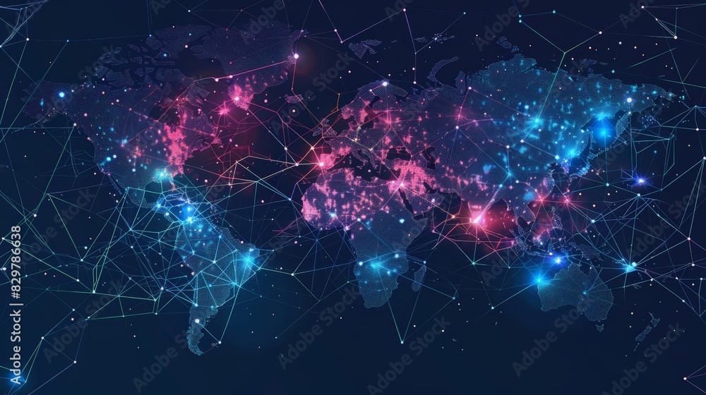 Poster develop a world map that shows the global distribution of internet users. use different colors to re