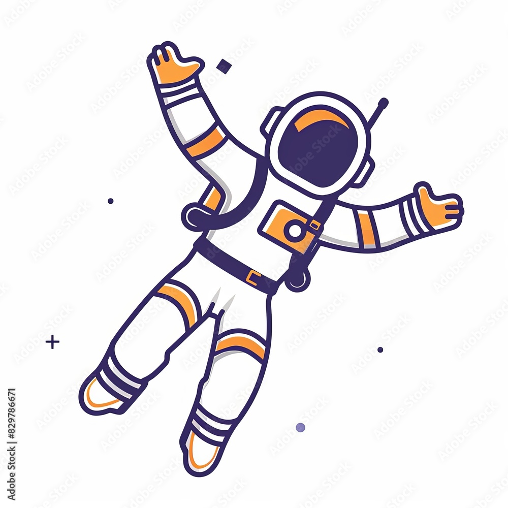 Canvas Prints a cartoon astronaut is floating in space with a camera strapped to his back