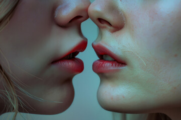 Obraz premium Close-up of two people about to kiss, showing intimacy and love