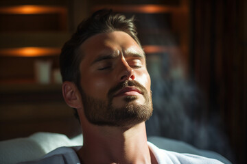 Fototapeta premium Luxury spa salon resort person have beauty relaxing procedure, Generative AI illustration picture