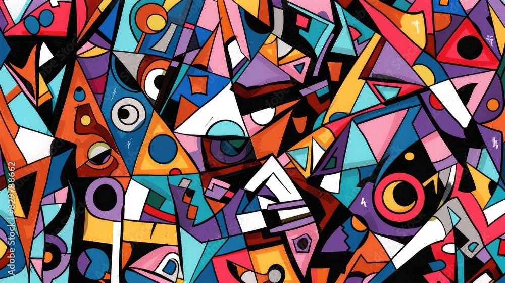 Poster abstract geometric pattern inspired by chaos and randomness for modern art drawing and painting