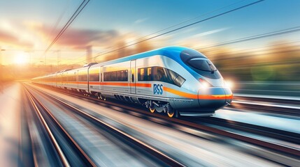 Fototapeta premium Effortless progress high speed train symbolizing advanced transportation technology