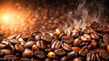 Obraz premium A close-up of roasted brown coffee beans
