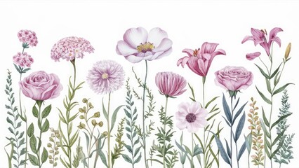 Obraz premium Assorted Floral Arrangement Illustration