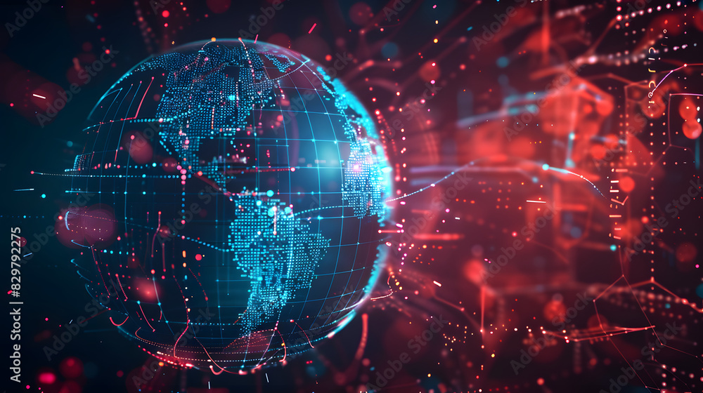 Poster global communication and connection with artificial intelligence concept background