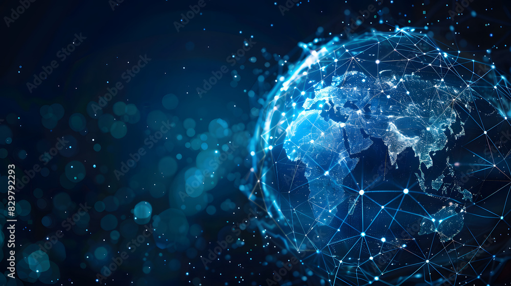 Poster global communication and connection with artificial intelligence concept background