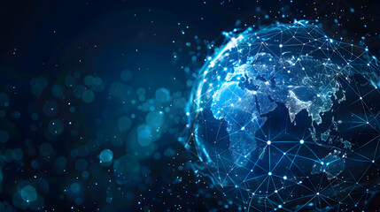Global communication and connection with artificial intelligence concept background
