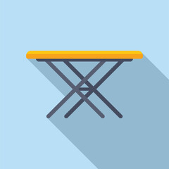 Vector graphic of a simple yellow and grey ironing board with a flat design aesthetic and long shadow
