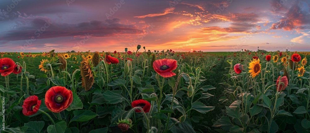 Wall mural field of poppies