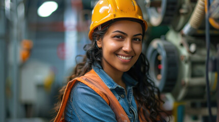 Young indian female electrician smiling