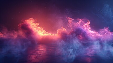 An ethereal swirl of colorful smoke in pink and blue hues against a dark background, symbolizing creativity