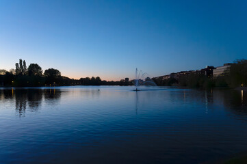 Fototapeta premium sunset over the lakes in Copenhagen