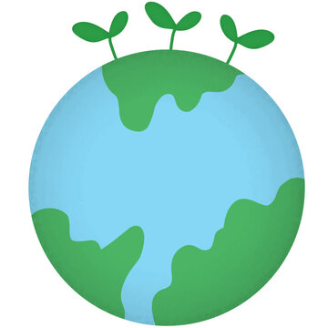 earth globe with green sprouts