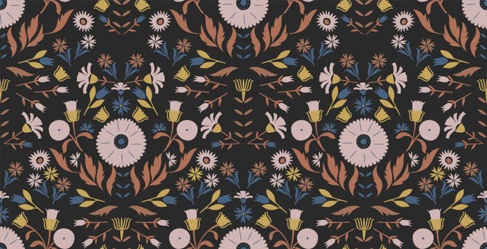 Traditional Floral Seamless Pattern All over print Vector Illustration