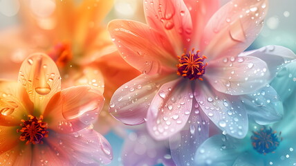 Fototapeta premium Beautiful rainbow colored flowers on a clear background