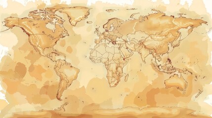 Produce a world map that marks the locations of the world's major deserts. Include the names of each desert and label the countries they span.