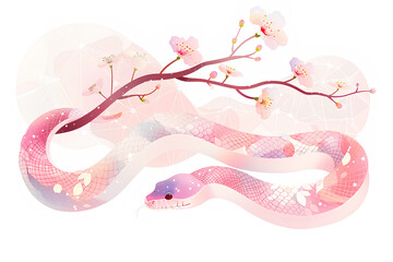 Obraz premium 2025 巳年(蛇と梅の花)-2