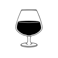  line drawing of a snifter glass filled with cognac