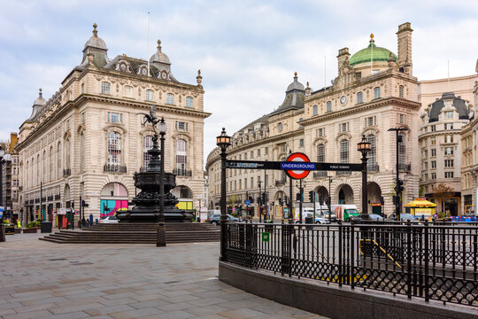 Underground entrance on Piccadilly circus, London, UK