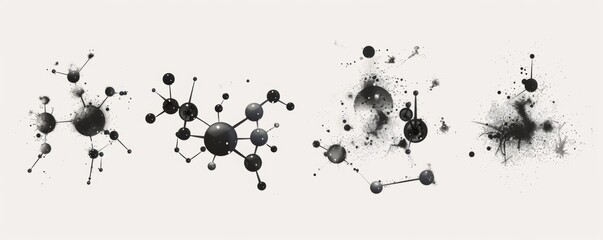 Molecules with a biochemistry theme in watercolor