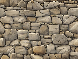 seamless stone wall pattern featuring variously shaped grey stones stacked together