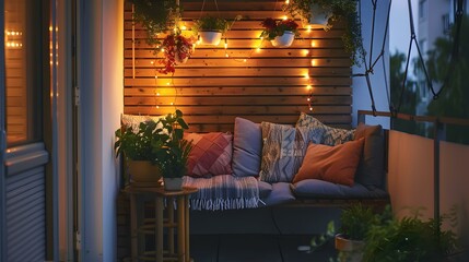 minimalist seating area on a narrow balcony