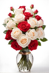Beautiful roses on white