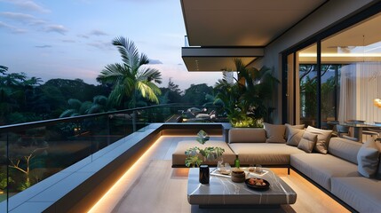 Fototapeta premium minimalist urban terrace with sofa