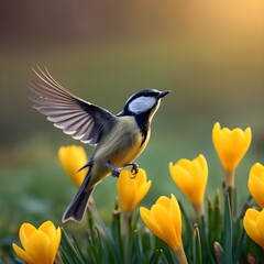 Obraz premium Vibrant Yellow Wagtail in Rapeseed Field