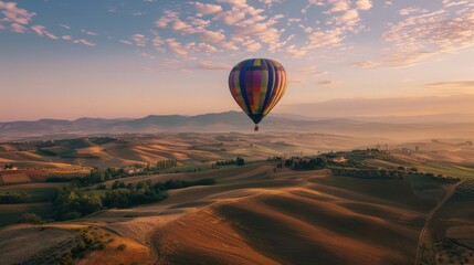 Take to the skies on a hot air balloon ride over a stunning landscape. The serene, bird's-eye view offers a unique perspective 