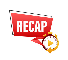 Recap, video play button replay. Watching on streaming. Vector stock illustration.