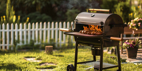 Barbecue grill on house backyard