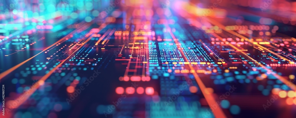 Aufkleber high-tech colorful circuit board background illustrating futuristic digital technology. perfect for 