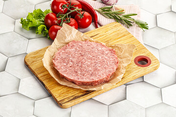 Raw beef uncooked burger cutlet