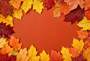 Top view colorful leaves frame