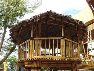 A unique gazebo made from bamboo