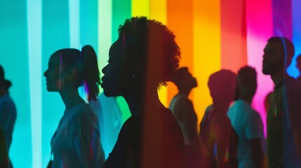 An augmented reality experience where users can explore pride history and events through their devices. Art style: interactive and educational. --ar 16:9 --style raw 