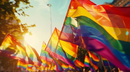 An augmented reality experience where users can explore pride history and events through their devices. Art style: interactive and educational. --ar 16:9 --style raw 