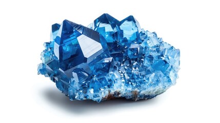 Fototapeta premium Blue crystal gemstone isolated on white background