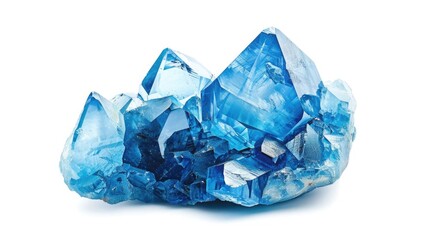 Blue crystal gemstone isolated on white background