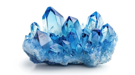 Blue crystal gemstone isolated on white background