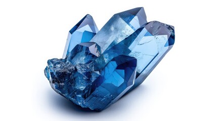 Blue crystal gemstone isolated on white background