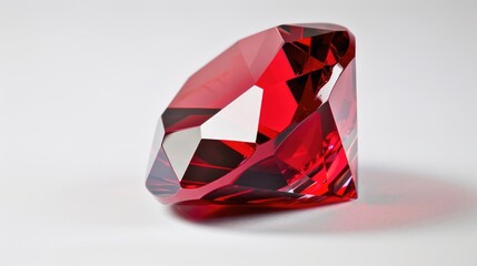Red crystal gemstone isolated on white background