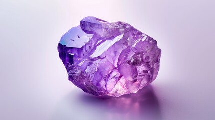 Violet crystal gemstone isolated on white background