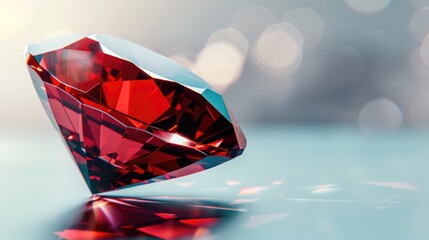 Red crystal gemstone on bright background